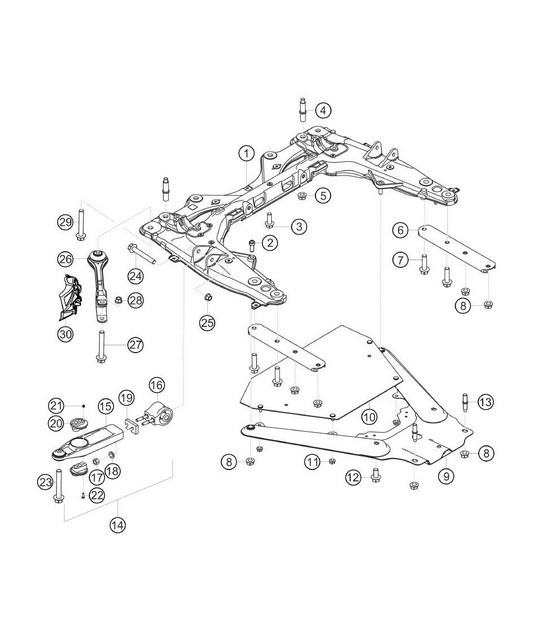 Diagram 4.4-01 Porsche 997 MK1 GT2 2007-09 Front Axle, Steering 
