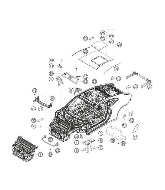 Diagram 8.8-01 Porsche Cayman 2.9L 987C MKII 2009-12 Body