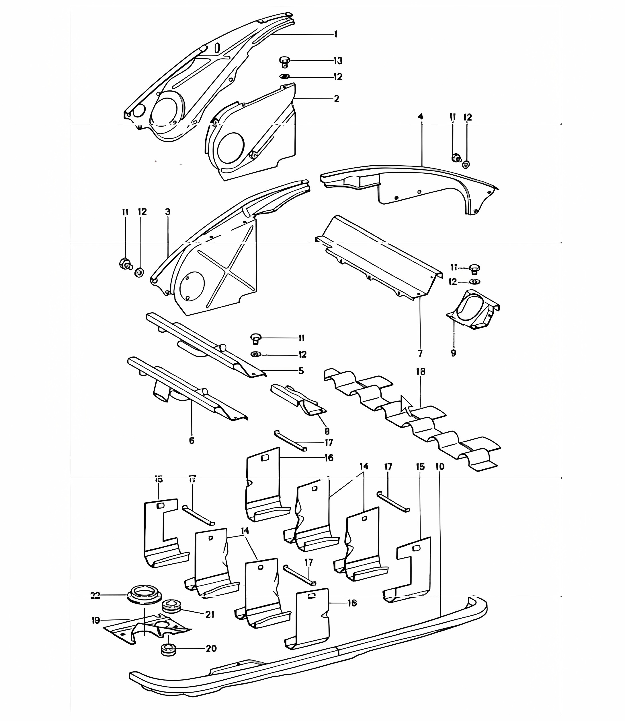 air duct, engine cover 911 TURBO 1975-77