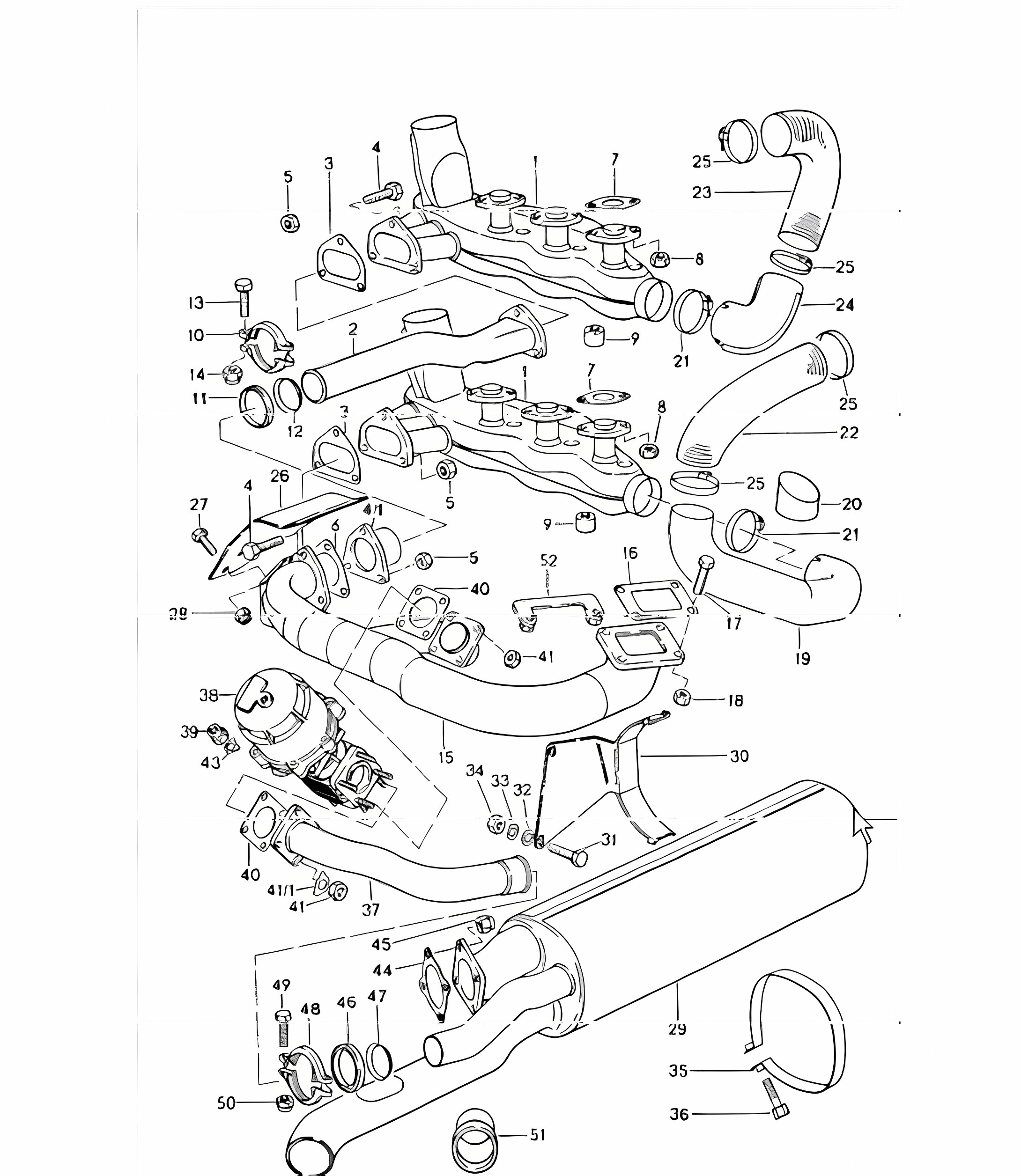exhaust system 911 TURBO 1975-77