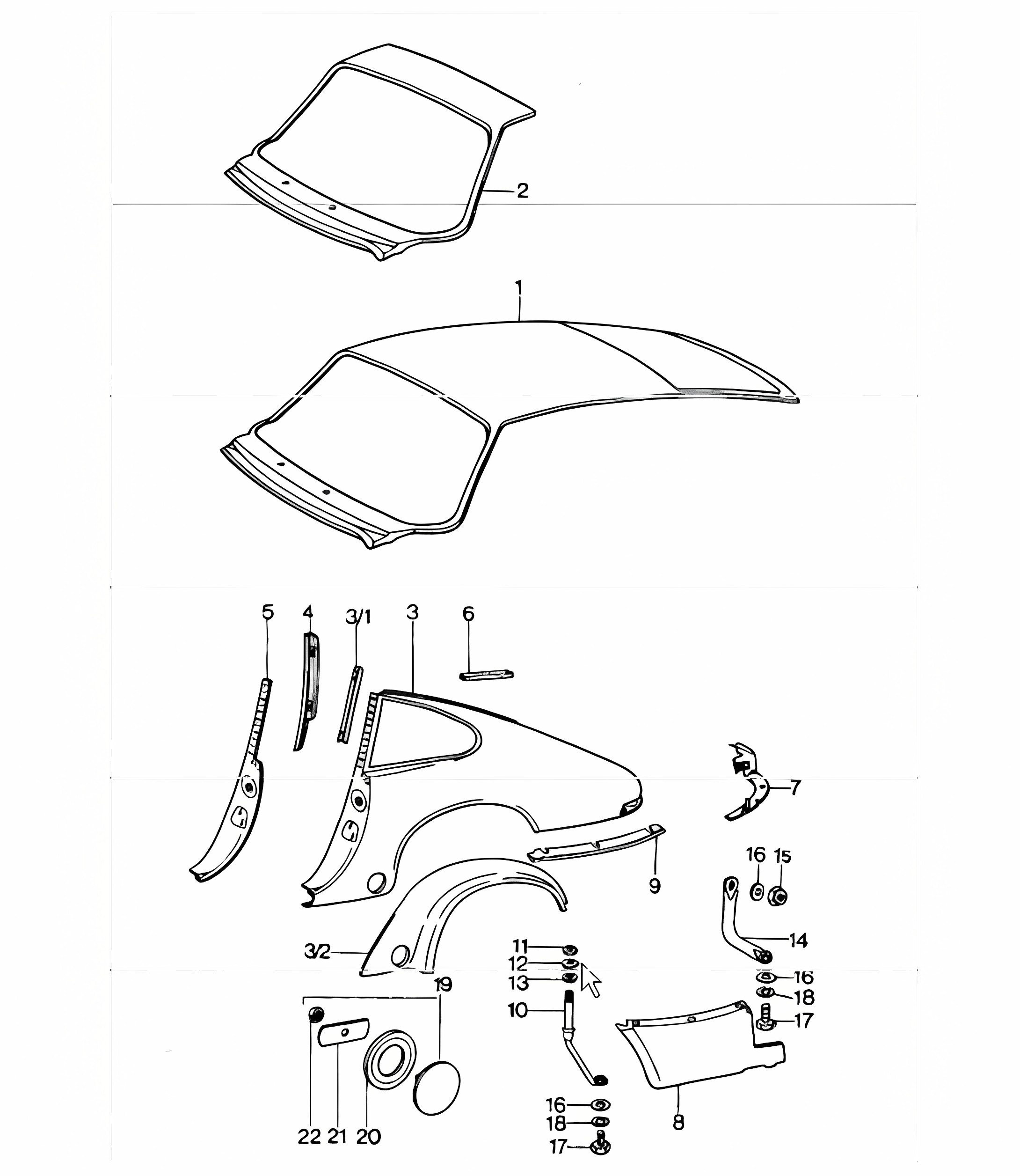 exterior panelling rear 911 TURBO 1975-77