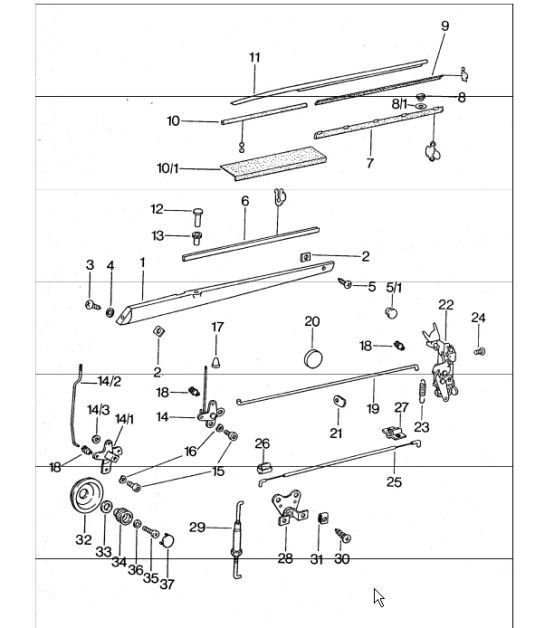 installation parts for door 911 TURBO 1975-77