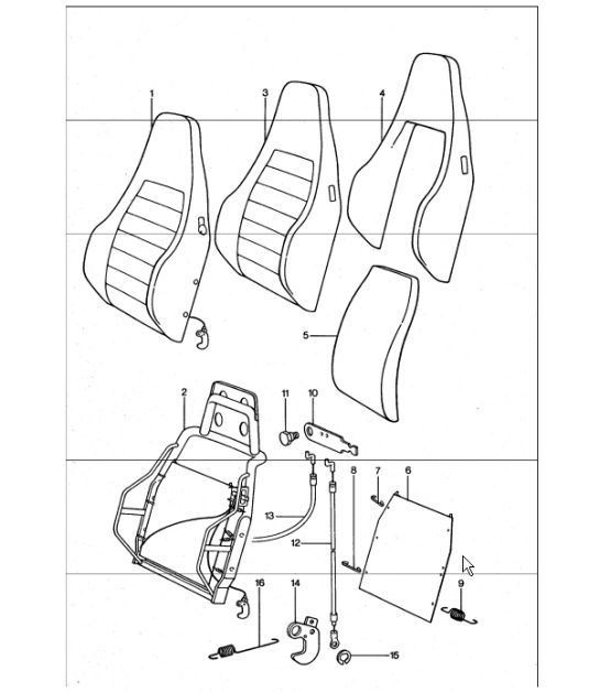 sports seat backrest single parts 911 TURBO 1975-77