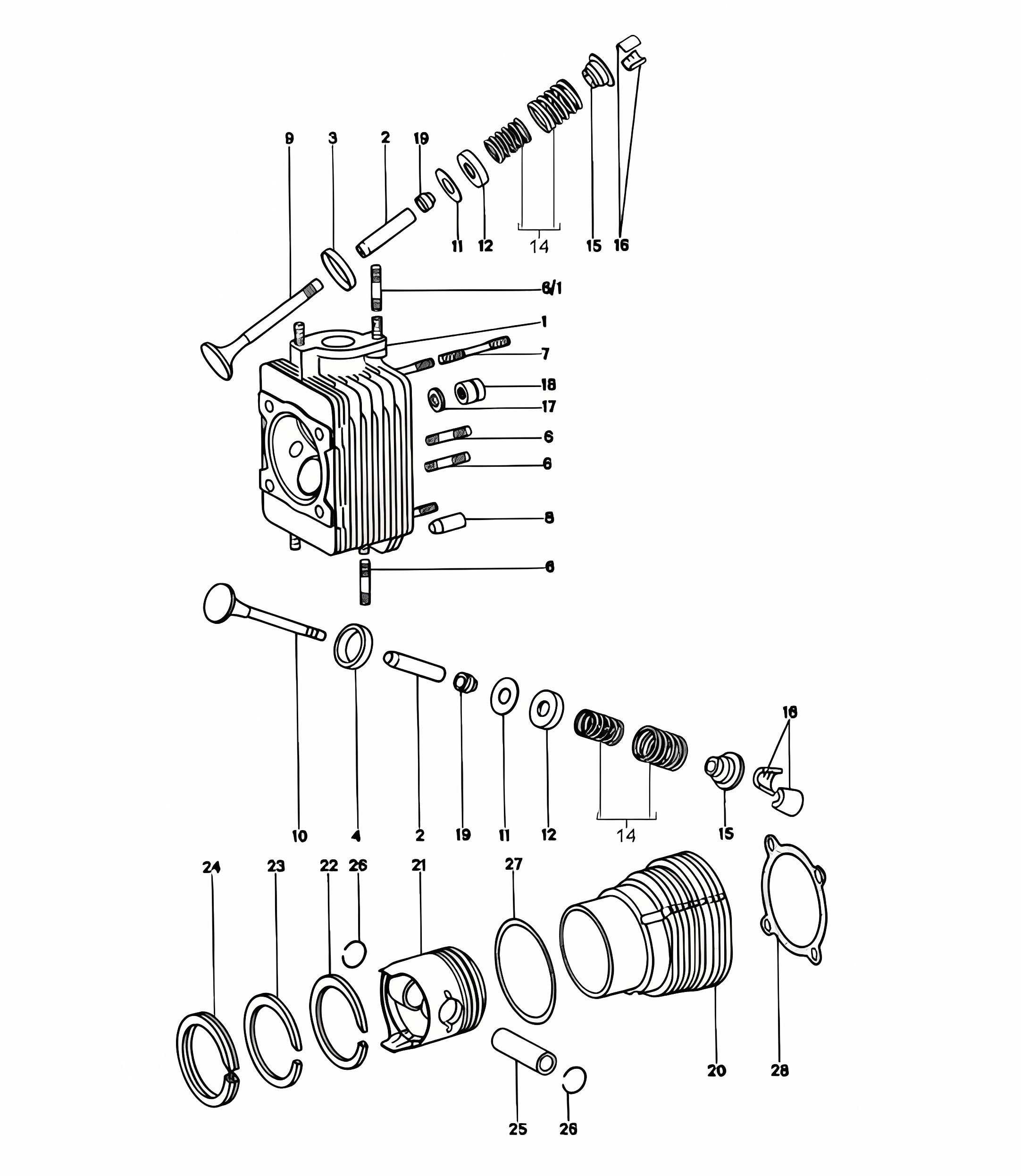Cylinder head / Cylinder with piston 914-6 1970-76