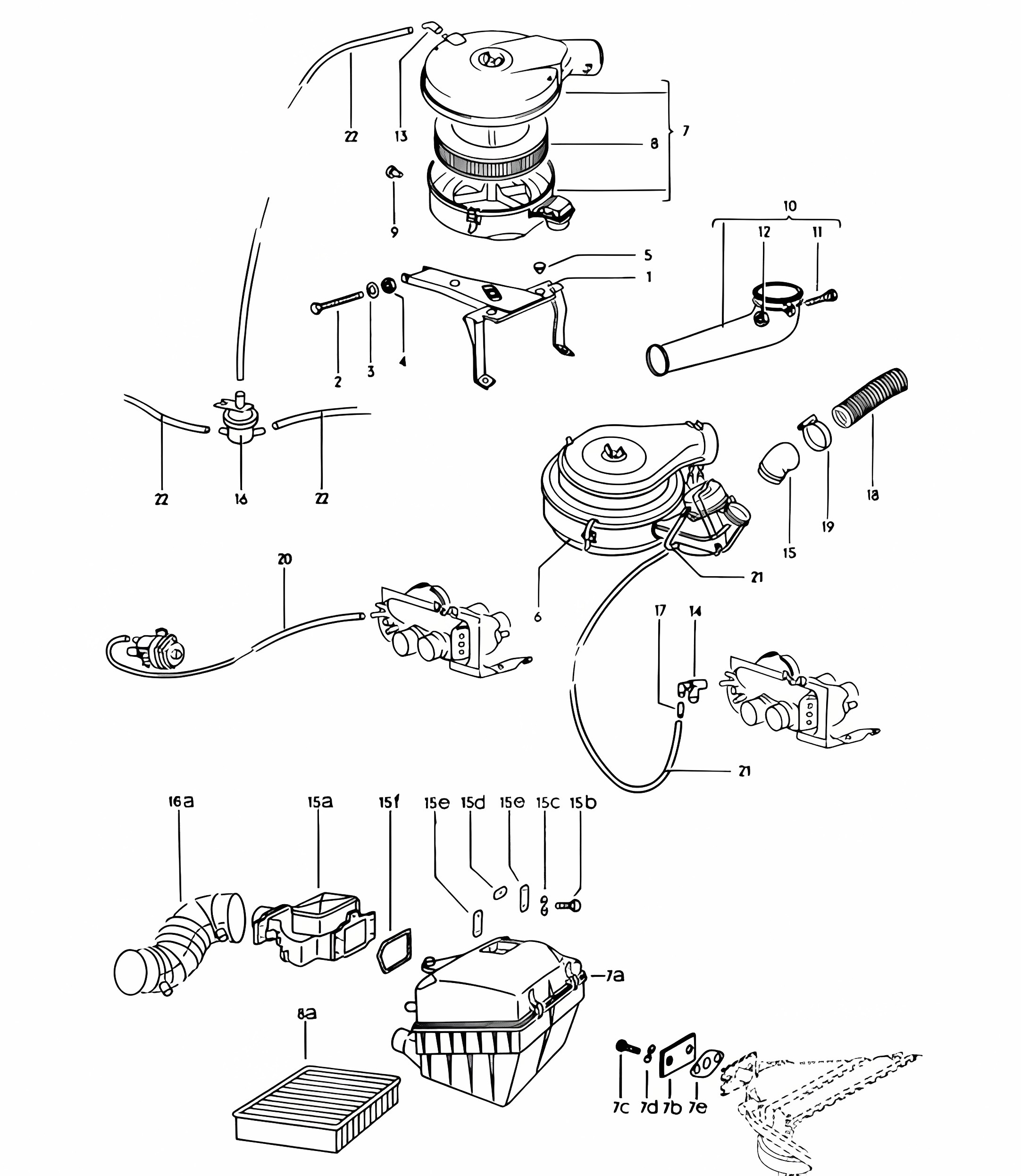 Air cleaner 914-4/1,7 and 914-1,8/2,0 1970-76