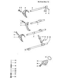 Shift rods shift forks for 5-speed Transmission (Model: 914.300/01, 914.300/11)  914 >>1972