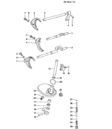Shift rods shift forks for 5-speed Transmission (Model: 914.300/12)  914 1973>>
