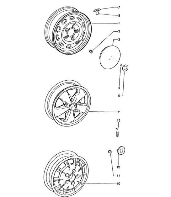 Diagram 601-000 Porsche Cayenne 9PA (955) 2003-2006 Wheels, Brakes