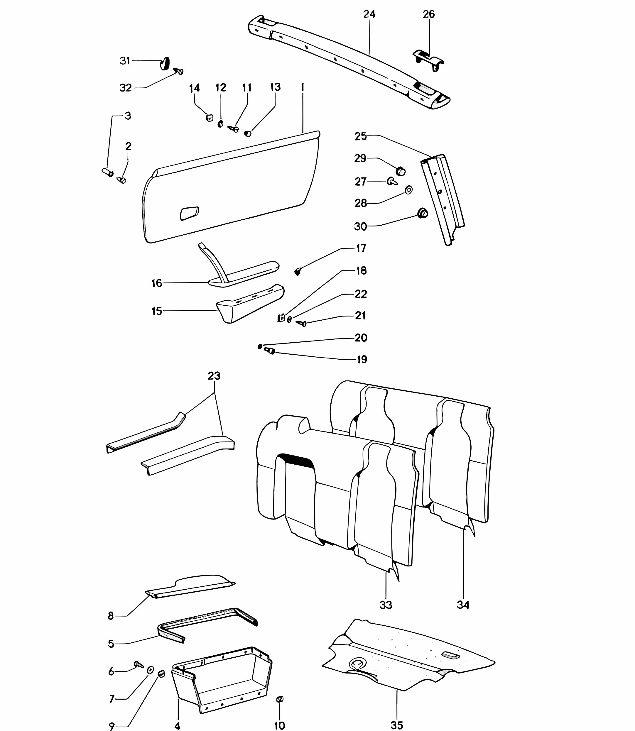 Interior equipment - Rear - 914 1970-76