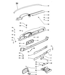 Dashboard / Door mirror  914 1970-76