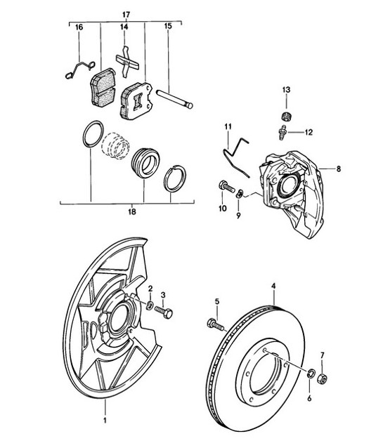 Disc brake / Front axle  924 (PR:471) / 924 Turbo 1976-79