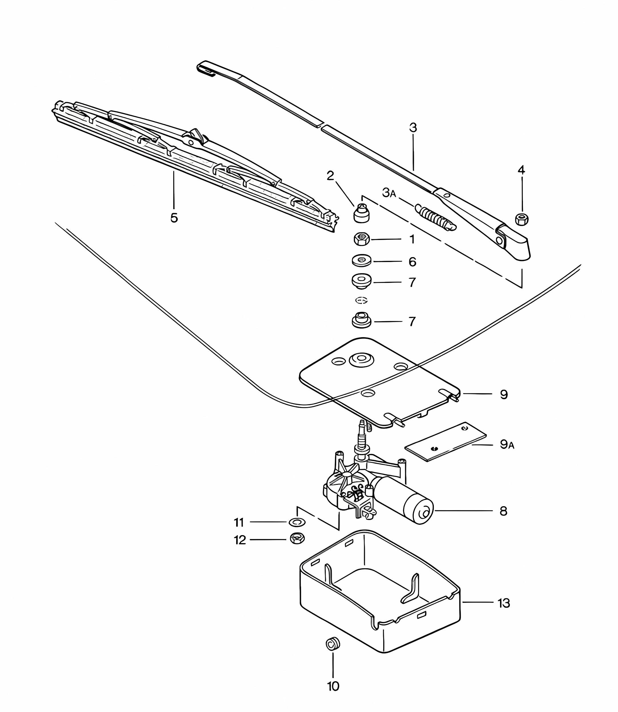 Rear window wiper (PR:M425) 924 1976-79
