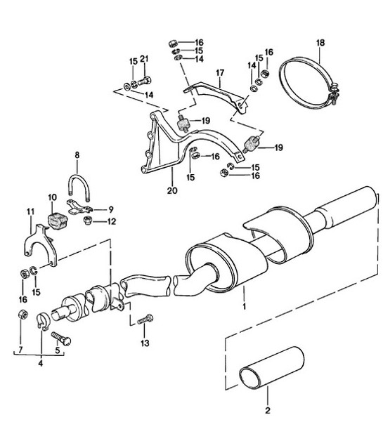 Diagram 202-015 Porsche 997 MKII Carrera C2S 3.8L 2009-12 Système de carburant, système d'échappement