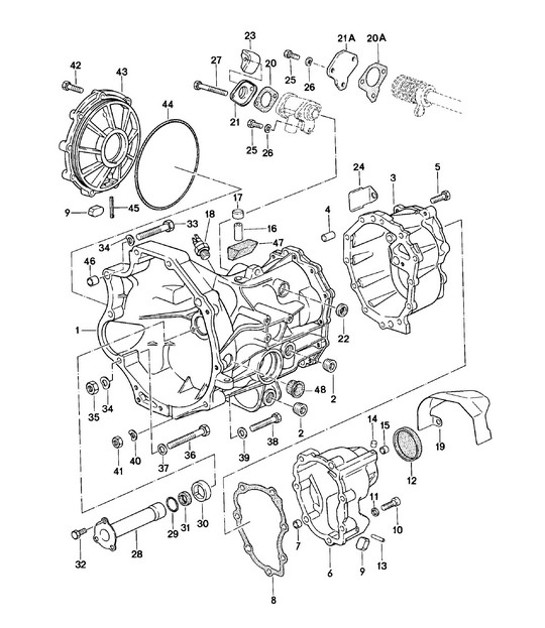 Cambio di ricambio / Carter del cambio / Cambio manuale - VQ VR UV MD ME MF MB MX 4Q 5Q 6Q - 924 1980 - 1985