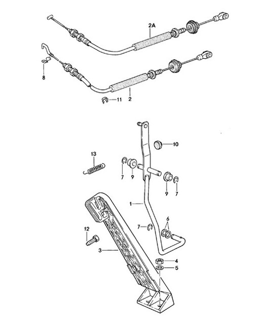 Diagram 702-010 Porsche 968 (1992-1995) Hand Lever System, Pedal Cluster 