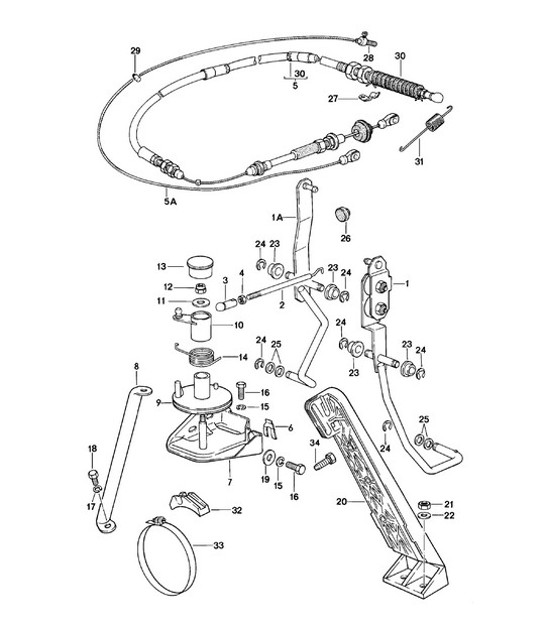 Diagram 702-015 Porsche Cayman S / GTS 3.4L 981 2013-16 Système de levier manuel, groupe de pédales 