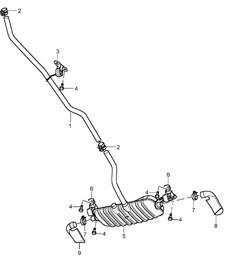 Exhaust system / Front muffler / Rear muffler / Tail pipe (PR:D9J) Cayenne 9PA (955) 3.2L 2004>>