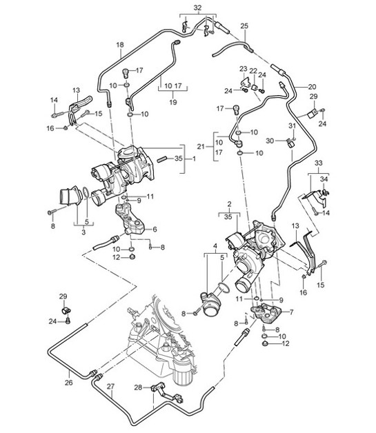 Diagram 202-15 Porsche Macan (95B) MK1 (2014-2018) Fuel System, Exhaust System