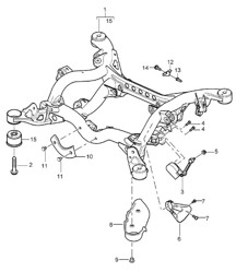 Rear axle / Suspension subframe / Self-levelling sensor / Stone guard Cayenne 9PA (955) 2003-06
