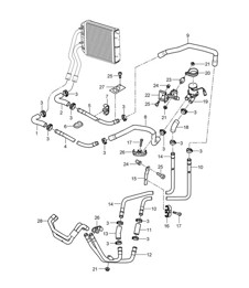 Verwarming / Aanvoerleiding / Retourleiding (Model: PR:D9J,D9K,D9L) Cayenne 9PA (955) 2003-06