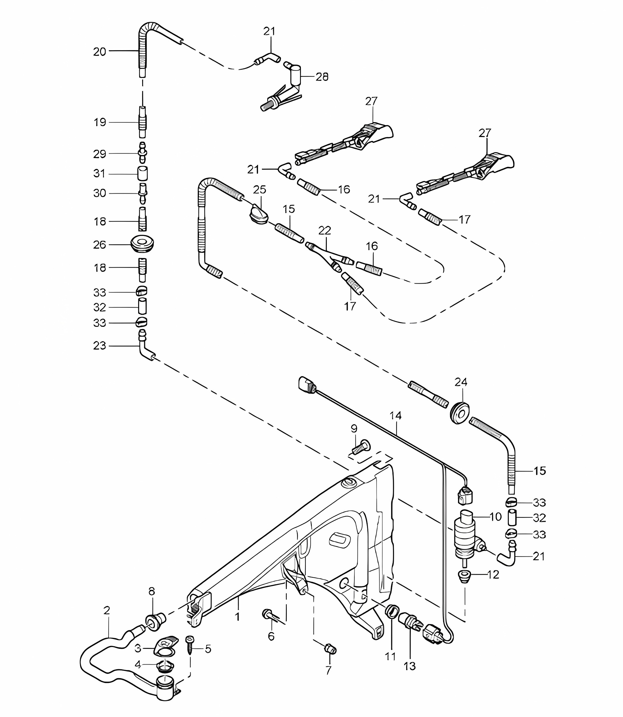 Windscreen washer system Cayenne 9PA (955) 2003-06