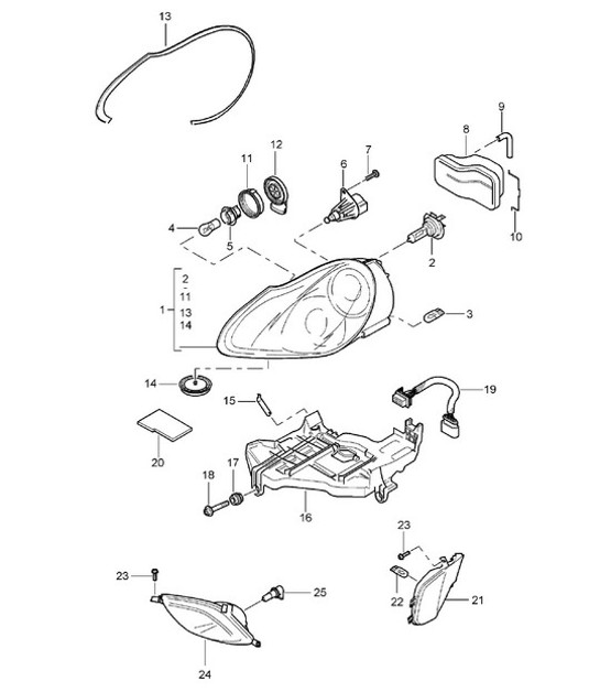 Diagram 905-00 Porsche 997 MK1 TURBO 2007-09 Electrical equipment
