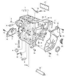 Crankcase housing / Individual parts (Model: 5501) Cayenne 9PA1 (957) 3.6L  2007-10