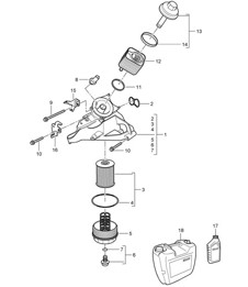 Oliefilter / Console / Oliekoeler (Model: 5501) Cayenne 9PA1 (957) 3.6L 2007-10