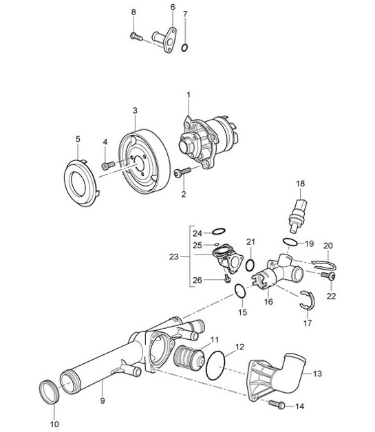 Diagram 105-005 Porsche 356 (1950-1965) Motore