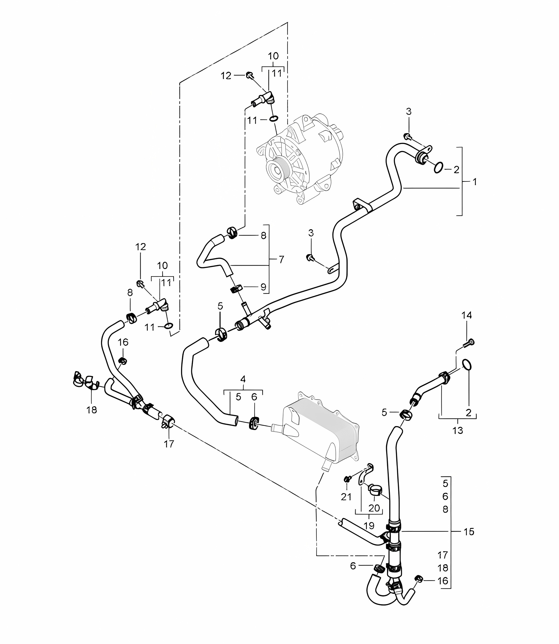 Water cooling (Model: 4801,4851) Cayenne 9PA1 (957) 4.8L 2007-10