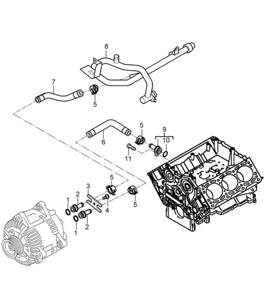 Diagram 105-021 Porsche Cayman S 3.4L 987C 2005-08 Engine