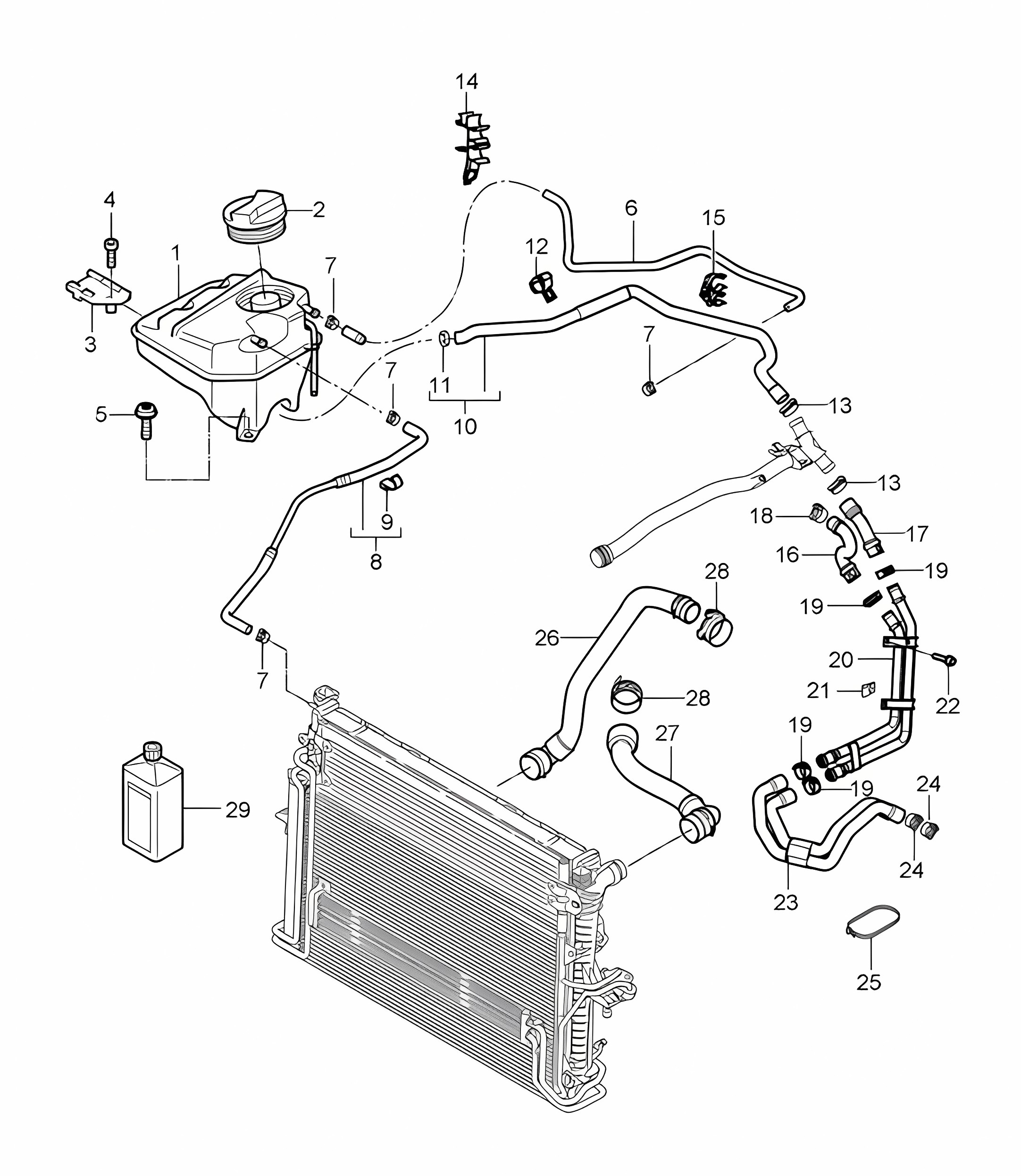 Coolant cooling system / Coolant expansion tank (PR:D5V,D5Z) Cayenne 9PA1 (957) 4.8L  2007-10