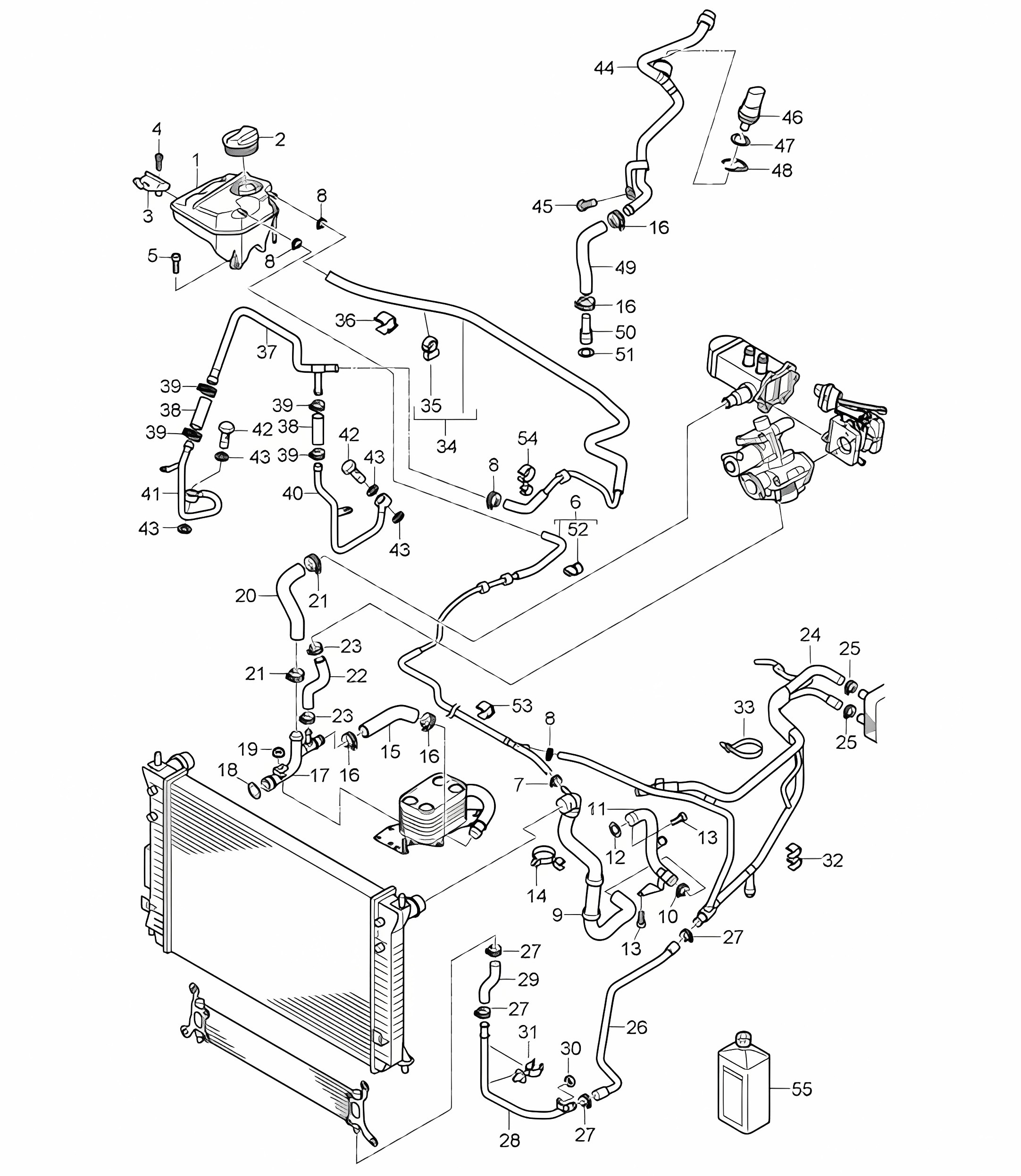 Coolant cooling system / Coolant expansion tank (PR:D50) Cayenne 9PA1 (957) 3.0L Diesel 2007-10