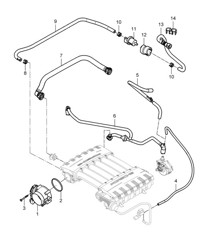Adaptateur de papillon des gaz / Ventilation du réservoir / Conduite de reniflard / Carter de carter (Modèle: 5501) Cayenne 9PA1 (957) 3.6L 2007-10