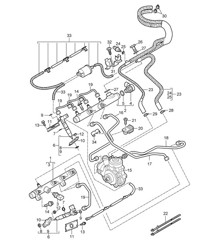 Fuel collection pipe / Fuel line  / High-pressure injector (Model: 059D) Cayenne 9PA1 (957) 3.0L Diesel 2007-10