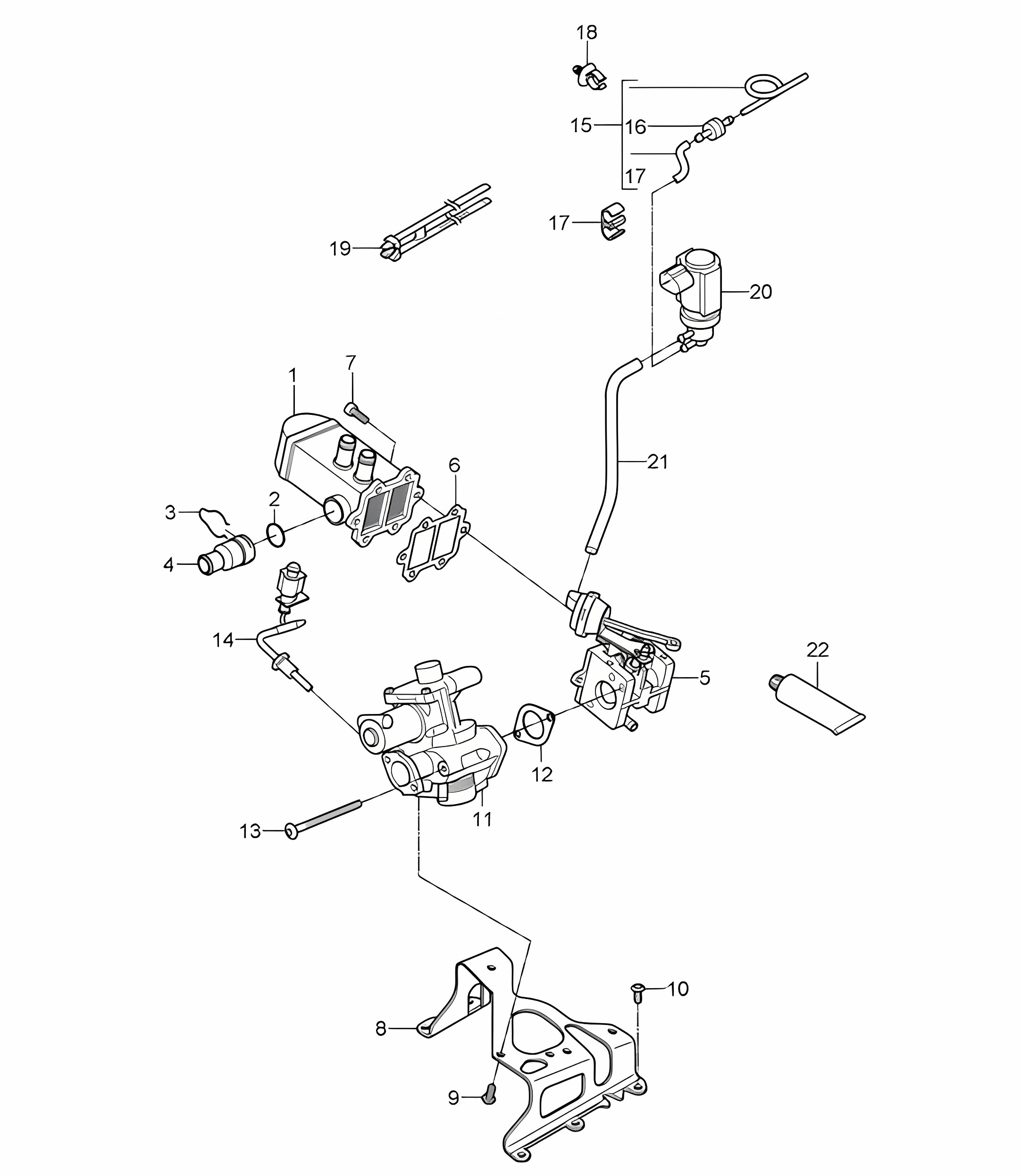 Exhaust gas recirculation / Vacuum system (Model: 059D) Cayenne 9PA1 (957) 3.0L Diesel 2007-10