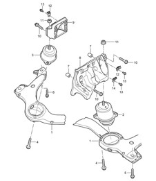 Engine lifting tackle - LOWER - (Model: 4801,4851) Cayenne 9PA1 (957) 4.8L 2007-10