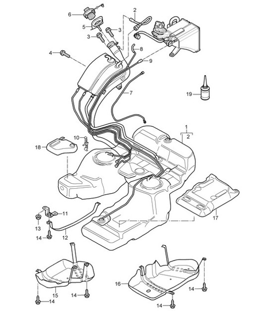 Diagram 201-000 Porsche 993 (911) C2 1994-97 Fuel System, Exhaust System