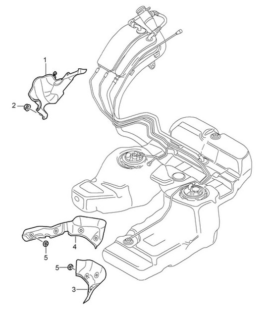 Diagram 201-010 Porsche 993 (911) C4S 1994-97 Fuel System, Exhaust System