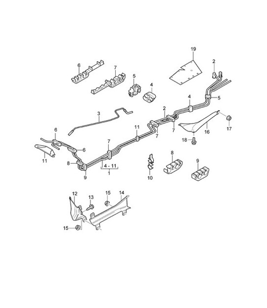 Diagram 201-015 Porsche 911 1978-1989 3.3L Turbo (930) Fuel System, Exhaust System