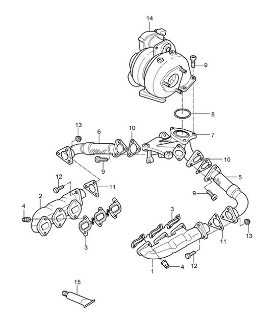 Diagram 202-012 Porsche 914 (1970-1976) Fuel System, Exhaust System