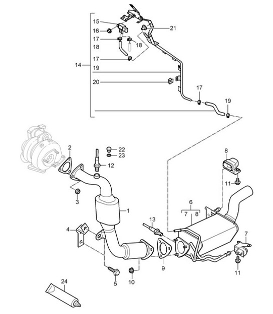 Diagram 202-014 Porsche 964 (911) (1989-1994) Kraftstoffsystem, Abgassystem