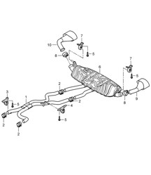 排气系统 / 前消音器 / 后消音器 / 排气管 (PR:D5V,0P0, 0P3) Cayenne 9PA1 (957) 4.8L 2007-10