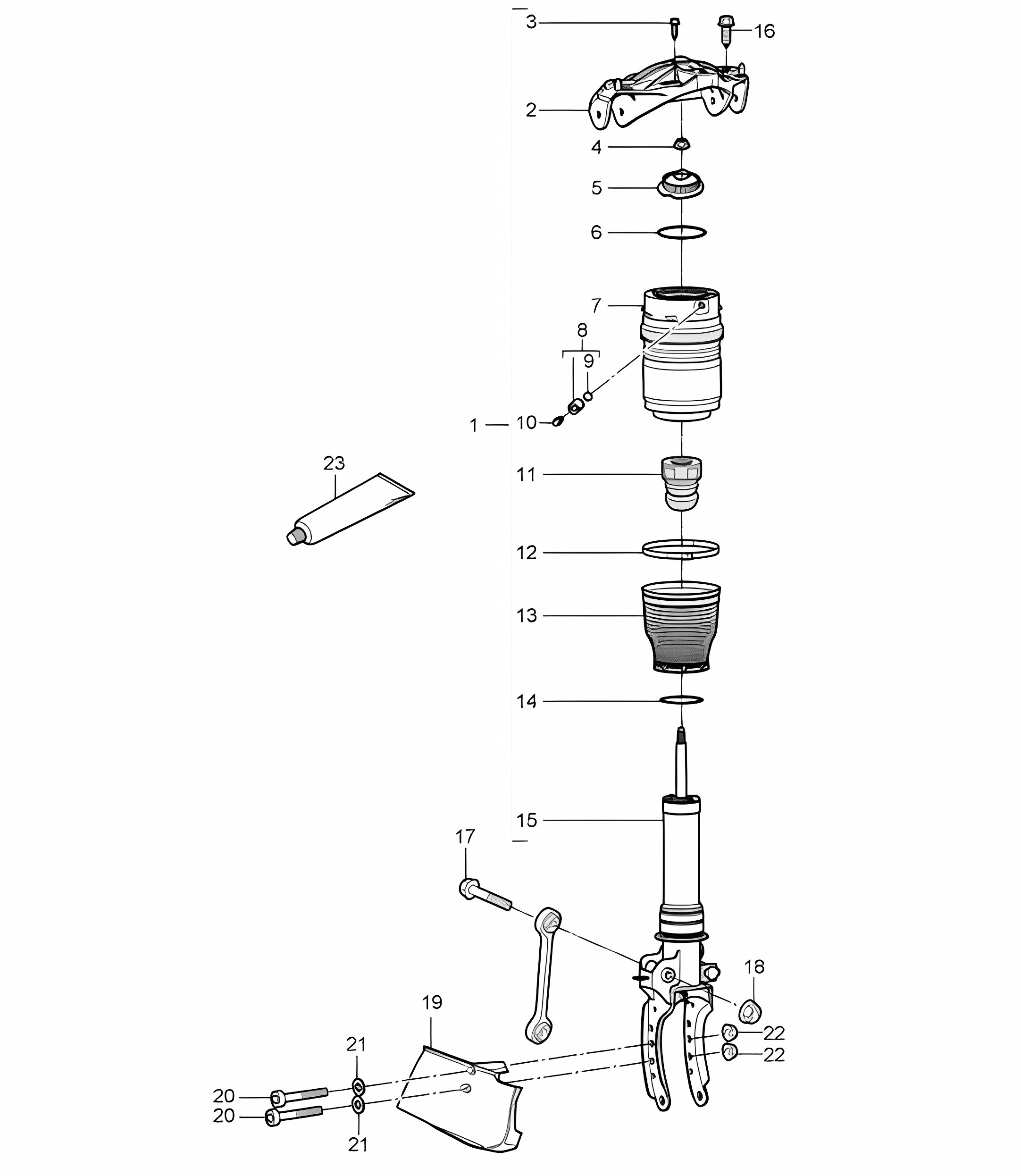 Suspension / Spring strut (PR:1BK) Cayenne 9PA1 (957) 2007-10