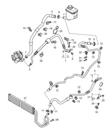 Servolenkung / Leitungen / Ölkühler / Diverse Teile für -PDCC- (PR:D5X,D50) Cayenne 9PA1 (957) 3.6L / 3.0L Diesel 2007-10