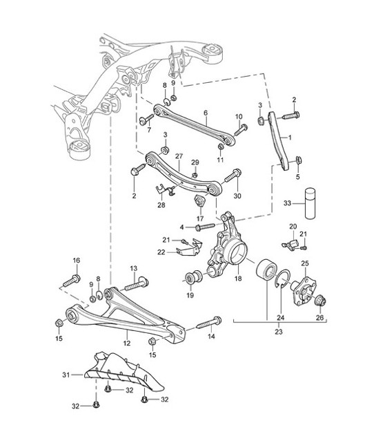 Diagram 501-000 Porsche 964 (911) C4 1989-93 Hinterachse