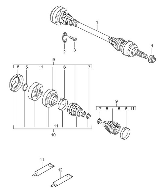 Diagram 501-010 Porsche 997 MK1 Carrera 2S 3.8L 2005-08 Rear Axle