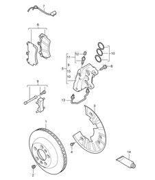 Disc brake / Front axle Cayenne 9PA1 (957) 2007-10