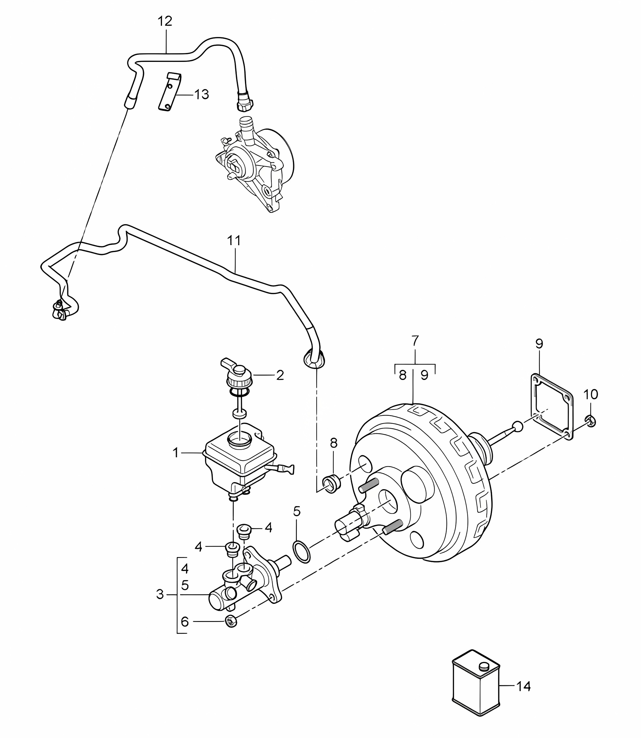Brake master cylinder / Brake servo / Vacuum line Cayenne 9PA1 (957) 2007-10