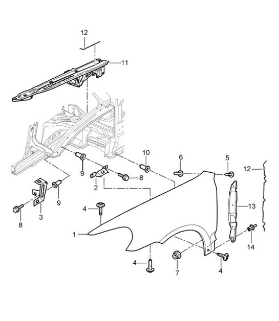 Diagram 801-040 Porsche 955 Cayenne S 4.5L V8 2003-06 Body